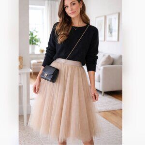 ELE STORY Tulle Skirt Blush Pink Elastic Pull on Waist Medium